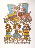 Artist: HANRAHAN, Barbara | Title: Carnival queens | Date: 1977 | Technique: screenprint, printed in colour, from seven stencils
