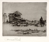 Artist: Bull, Norma C. | Title: Farm life. | Date: c.1933 | Technique: etching and aquatint, printed in brown ink, from one plate