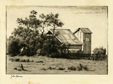 Artist: Farmer, John. | Title: Yacht club, Frankston. | Date: c.1966 | Technique: drypoint, printed in black ink, from one plate