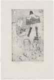 Artist: WALKER, Murray | Title: Jazzman and stripper. | Date: 1975 | Technique: etching, printed in black ink, from one plate
