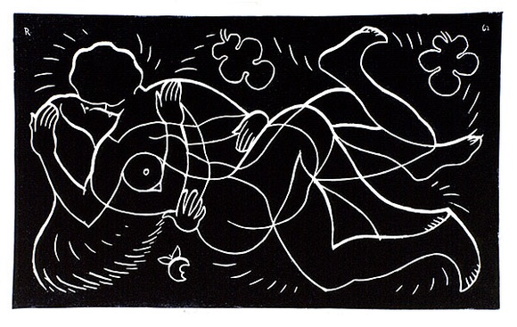 Artist: Hawkins, Weaver. | Title: Adam and Eve | Date: 1962 | Technique: linocut, printed in black ink, from one block | Copyright: The Estate of H.F Weaver Hawkins