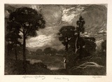 Artist: LINDSAY, Lionel | Title: Autumn evening | Date: 1913 | Technique: spirit-aquatint, printed in black ink, from one plate | Copyright: Courtesy of the National Library of Australia