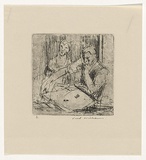 Artist: WILLIAMS, Fred | Title: At the picture framers. Number 2 | Date: 1955-56 | Technique: etching and rough biting, printed in black ink, from one copper plate | Copyright: © Fred Williams Estate