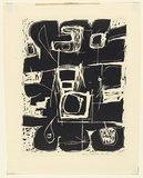 Artist: Salkauskas, Henry. | Title: (Black on white abstract) | Date: 1961 | Technique: linocut, printed in black ink, from one block | Copyright: © Eva Kubbos