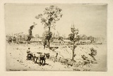 Artist: LINDSAY, Lionel | Title: Christmas 1923, Forbes, N.S.W. | Date: 1922 | Technique: etching, printedin black ink, from one plate | Copyright: Courtesy of the National Library of Australia