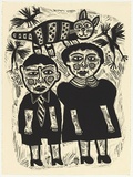 Artist: HANRAHAN, Barbara | Title: Boy and girl | Date: 1987 | Technique: linocut, printed in black ink, from one block