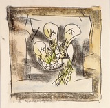 Artist: Hirschfeld Mack, Ludwig. | Title: (Three birds) [recto]; (Study for 'Three birds') [verso] | Date: 1948 | Technique: transfer print; watercolour addition (recto)