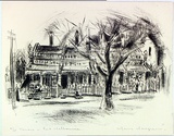Artist: MACQUEEN, Mary | Title: Terrace, East Melbourne | Date: 1956 | Technique: lithograph, printed in black ink, from one plate | Copyright: Courtesy Paulette Calhoun, for the estate of Mary Macqueen