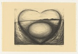 Artist: Evans, Megan. | Title: not titled [landscape, heart with egg shaped form inside] | Date: 1989 | Technique: lithograph, printed in black ink, from one stone | Copyright: © Megan Evans. Licensed by VISCOPY, Australia