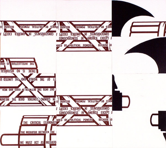 Artist: Ramsden, Mel. | Title: Fasces. Part II (mosaic of postcards). | Date: 1977 | Technique: lithograph, printed in black ink, from one stone [or plate]
