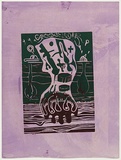Artist: WORSTEAD, Paul | Title: Cholera. | Date: 1971 | Technique: linocut, printed in colour, from two blocks | Copyright: This work appears on screen courtesy of the artist