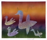 Artist: Dougal, Martin. | Title: Ducks | Date: 1986 | Technique: relief-print, printed in colour, from cut carboard matrix
