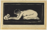 Artist: PRESTON, Margaret | Title: Nude with dog | Date: 1925 | Technique: woodcut, printed in black ink, from one block | Copyright: © Margaret Preston. Licensed by VISCOPY, Australia