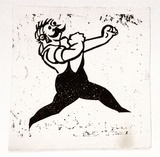 Artist: Barwell, Geoff. | Title: (The last bareknuckle fighter). | Date: (1955) | Technique: linocut, printed in black ink, from one block