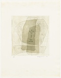 Artist: Cameron, Dorothy. | Title: not titled [green shapes] | Date: 1977 | Technique: soft-ground etching, printed in green ink, from one plate
