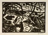 Artist: Hawkins, Weaver. | Title: (Plant forms?) | Date: 1934 | Technique: linocut, printed in black ink, from one block | Copyright: The Estate of H.F Weaver Hawkins