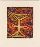Artist: Davis-King, Graham. | Title: Midjaangaay - Robin redbreast | Date: 2007 | Technique: linocut, printed in colour, from three blocks