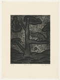 Artist: Bowen, Dean. | Title: Chainsaw come down | Date: 1991 | Technique: etching, aquatint, scraping and burnishing, printed in black ink, from one plate