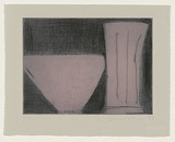 Artist: Lincoln, Kevin. | Title: not titled [abstraction of vase and bowl in lavender] | Date: 1999 | Technique: etching, printed in colour, from two plates