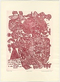 Artist: HANRAHAN, Barbara | Title: Earth mother | Date: 1975 | Technique: etching, printed in red ink with plate-tone, from one plate