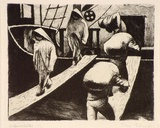 Artist: Scharf, Theo. | Title: Hafenarbeiter in Sudfrankreich (harbour workers in the south of France) | Date: c.1926 | Technique: etching, printed in black ink, from one plate | Copyright: © The Estate of Theo Scharf.