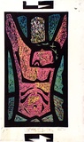 Artist: Gleeson, William. | Title: The Dead Christ | Date: 1955 | Technique: linocut, printed in colour, from four blocks | Copyright: This work appears on screen courtesy of the artist