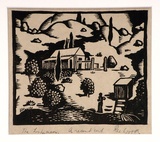Artist: Wood, Rex. | Title: The Fisherman | Date: c.1934 | Technique: linocut, printed in brown ink, from one block