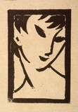 Artist: Bell, George.. | Title: (Girl's head) [recto] (Girls face) [verso]. | Technique: linocut, printed in black ink, from one block