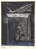 Artist: Marshall, Jennifer. | Title: Parterre V | Date: 1990 | Technique: woodcut and linocut, printed black and blue ink, from two blocks