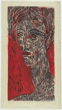 Artist: HANRAHAN, Barbara | Title: not titled [portrait of a woman]. | Date: 1962 | Technique: woodcut, printed in colour, from two blocks