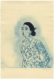 Artist: Kjar, Barbie. | Title: Tattoo | Date: 2000 | Technique: drypoint, printed in light blue and dark blue/black ink, from two plates