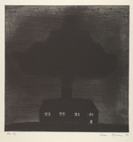 Artist: Bowen, Dean. | Title: (House with chimney; smoke in shape of ship?) | Date: 1992 | Technique: etching, printed in black ink, from one plate