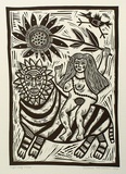 Artist: HANRAHAN, Barbara | Title: Tiger lady. | Date: 1989 | Technique: linocut, printed in black ink, from one block