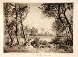 Artist: LINDSAY, Lionel | Title: At Port Macquarie, N.S.W. | Date: 1923 | Technique: etching and drypoint, printed in brown ink with plate-tone, from one plate | Copyright: Courtesy of the National Library of Australia
