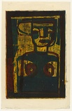 Artist: HANRAHAN, Barbara | Title: Female figure | Date: c.1963 | Technique: woodcut, printed in colour, from three blocks