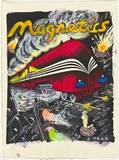 Artist: WORSTEAD, Paul | Title: Magnetics - a train | Date: 1984 | Technique: screenprint, printed in black ink, from one stencil; hand-coloured | Copyright: This work appears on screen courtesy of the artist