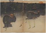 Artist: Rede, Geraldine. | Title: not titled [four rabbits and grass] [part image] | Date: 1905 | Technique: woodcut, printed in black ink in the Japanese manner, from two blocks