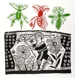 Artist: HANRAHAN, Barbara | Title: Butterfly hunt | Date: 1965 | Technique: linocut, printed in colour, from four blocks