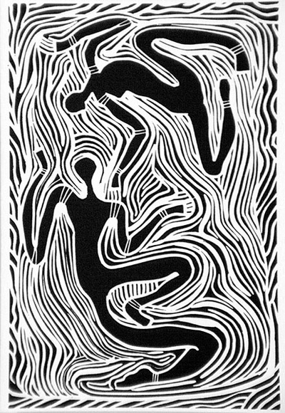 Artist: Meeks, Arone Raymond. | Title: Water spirits | Date: 1988 | Technique: offset-lithogrph, printed in black ink, from one plate; from linocut original