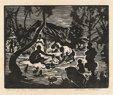 Artist: Patterson, Ambrose. | Title: Pounding poi, Hawaii | Date: c.1925 | Technique: woodblock, printed in black ink, from one block