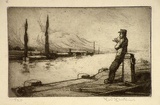 Artist: Hawkins, Weaver. | Title: The River | Date: c.1920 | Technique: etching, printed in black ink, from one plate | Copyright: The Estate of H.F Weaver Hawkins