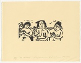 Artist: Mann, Gillian. | Title: The thinkers | Date: 1990 | Technique: woodcut, printed in black ink, from three blocks