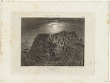 Title: Diogenes Monument. Anneyelong looking south towards Mount Macedon. | Date: 1855-56 | Technique: etching, engraving and aquatint, printed in black ink, from one copper plate