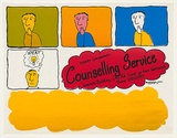 Artist: EARTHWORKS POSTER COLLECTIVE | Title: Sydney University counselling service | Date: 1977 | Technique: screenprint, printed in colour, from multiple stencils