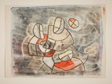 Artist: Hirschfeld Mack, Ludwig. | Title: Dream of a footballer [recto]; (Study for 'Dream of a footballer') [verso] | Date: (1960) | Technique: transfer print; watercolour addition (recto)