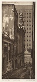 Artist: IRVING, Tony | Title: Hosier Lane | Date: 1990 | Technique: etching and aquatint, printed in brown ink, from one plate