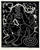 Artist: Hawkins, Weaver. | Title: Adam alone | Date: 1962 | Technique: linocut, printed in black ink, from one block | Copyright: The Estate of H.F Weaver Hawkins