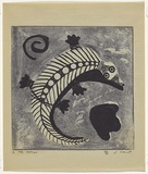 Artist: Cant, James. | Title: The reptile | Date: 1948 | Technique: cliche-verre, printed in blue pigment, from one hand-drawn glass plate