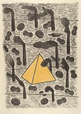 Artist: Bowen, Dean. | Title: Industrial landscape with pyramid | Date: 1988 | Technique: lithograph, printed in yellow and black ink, from two stones