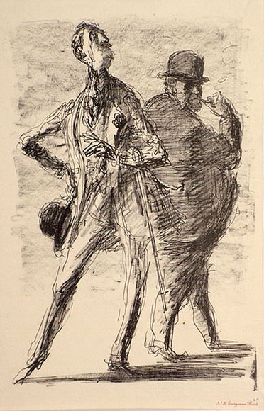 Artist: Graham, Geoffrey. | Title: not titled [two figures] | Date: c.1937 | Technique: lithograph, printed in black ink, from one stone [or plate]